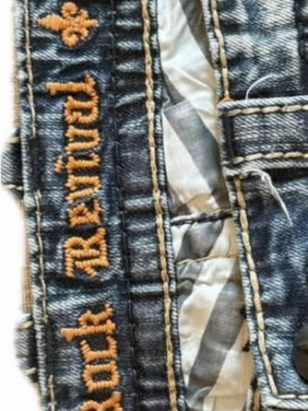 Rock Revival Men’s Bootcut Jeans in Blue with Tan Embroidery